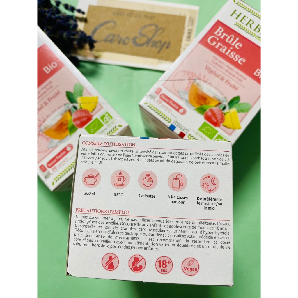 Trà giảm cân đốt mỡ HERBESAN Brule Graisse BIO Pháp