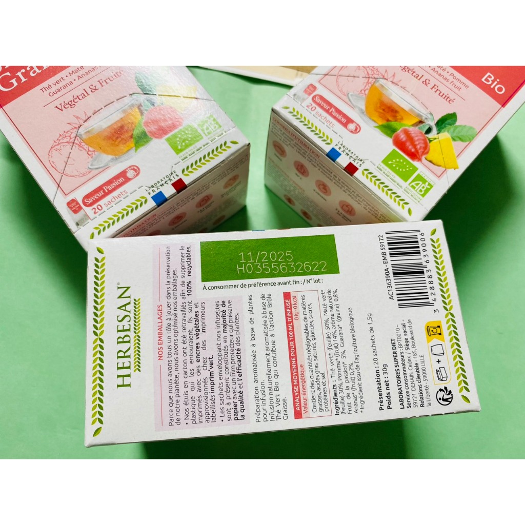 Trà giảm cân đốt mỡ HERBESAN Brule Graisse BIO Pháp