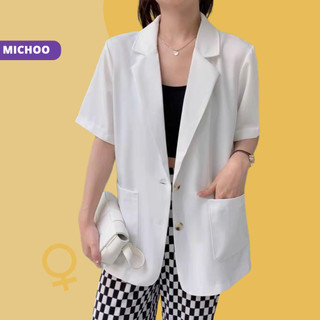 Áo Blazer Nữ Cộc Tay MICHOO Form Rộng 1 Lớp Khoác Ngoài Trẻ Trung
