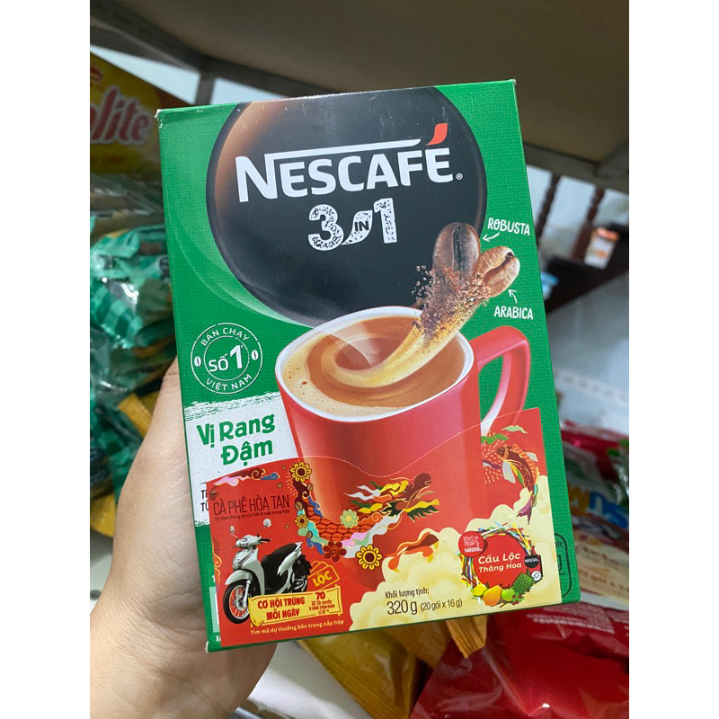 Cà Phê Hòa Tan Nescafe 3in1 vị rang đậm hộp 320g