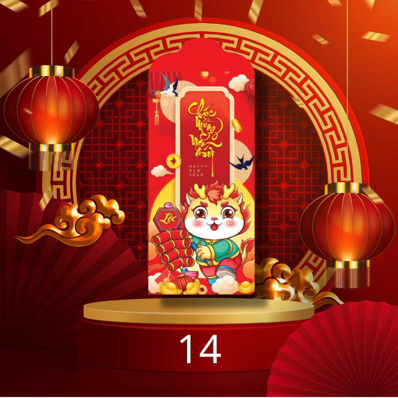 Combo 10 Bao Lì Xì Tết Giáp Thìn con rồng Chúc Mừng Năm Mới Vạn Sự Như Ý 2024
