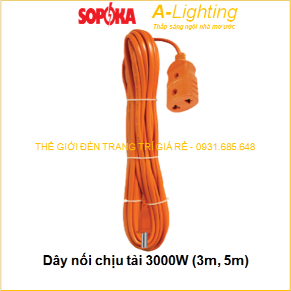 Dây điện nối dài chịu tải nhiệt công suất 3000W 3m 5m 3 mét 5 mét SOPOKA D3000W-3M D3000W-5M - A-LIG