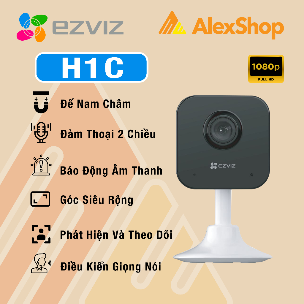 Camera WiFi Ezviz H1C FullHD, Quan Sát Thông Minh, Báo Động Đàm Thoại 2 Chều - Chính Hãng