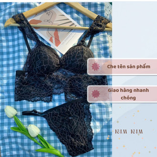 Bộ đồ lót ren đen quần dây sexy, set nội y ren đen gợi cảm - Che tên sản phẩm