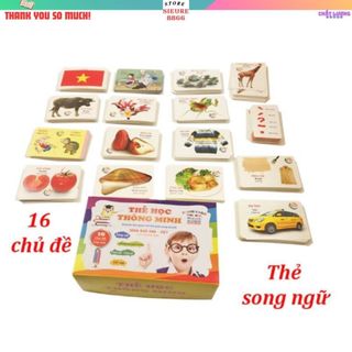 Bộ thẻ flashcard thẻ học thông minh LOẠI CHUẨN 16 chủ đề 416 thẻ cho bé Glen Doman