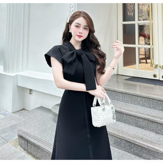 Đầm Thiết Kế MAY M31 Chất Liệu Trượt Dior Cổ Nơ - Đầm Dự Tiệc Sang Trọng Chuẩn MAY