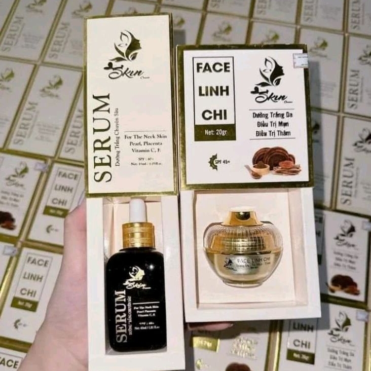 Combo Face và Serum Linh Chi Mẫu Mới Dưỡng Trắng Da Thâm Mụn