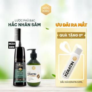 Combo dầu gội phủ bạc hắc nhân sâm và dầu xả keratin mộc nhu