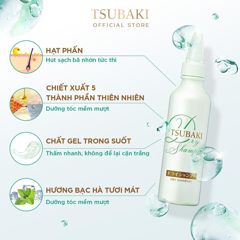 Dầu Gội Khô Tsubaki Dry Shampoo 180ml
