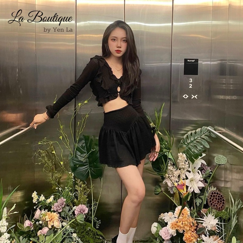 Set áo croptop kèm chân váy hàng thiết kế cao cấp siêu đẹp