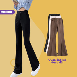 Quần Ống Loe Dáng Dài MICHOO 1 Cúc Chất Co Giãn Form Tôn Dáng