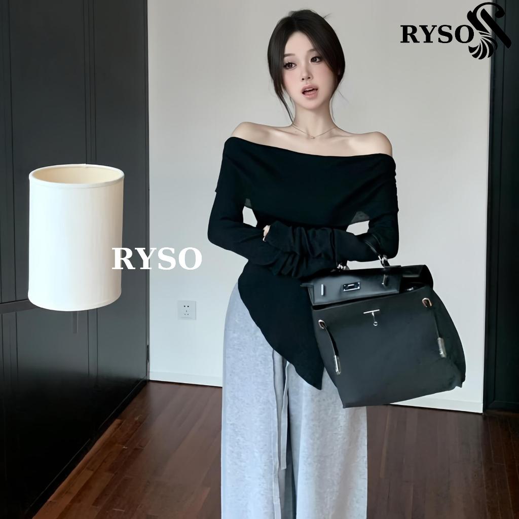 Áo thun tay dài nữ trễ vai dài tay vạt nhọn cuốn biên RYSO FASHION dáng ôm body