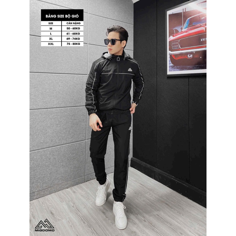 Bộ gió nam thể thao lót lông cao cấp,Bộ quần áo gió thu đông nam