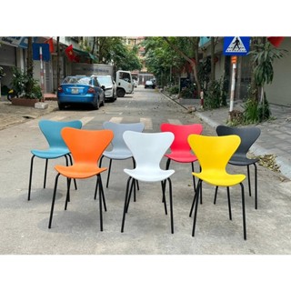 Combo 6 cái ghế nhựa eames thiên nga, cánh én chân sắt ngồi cafe, làm việc, nhà hàng