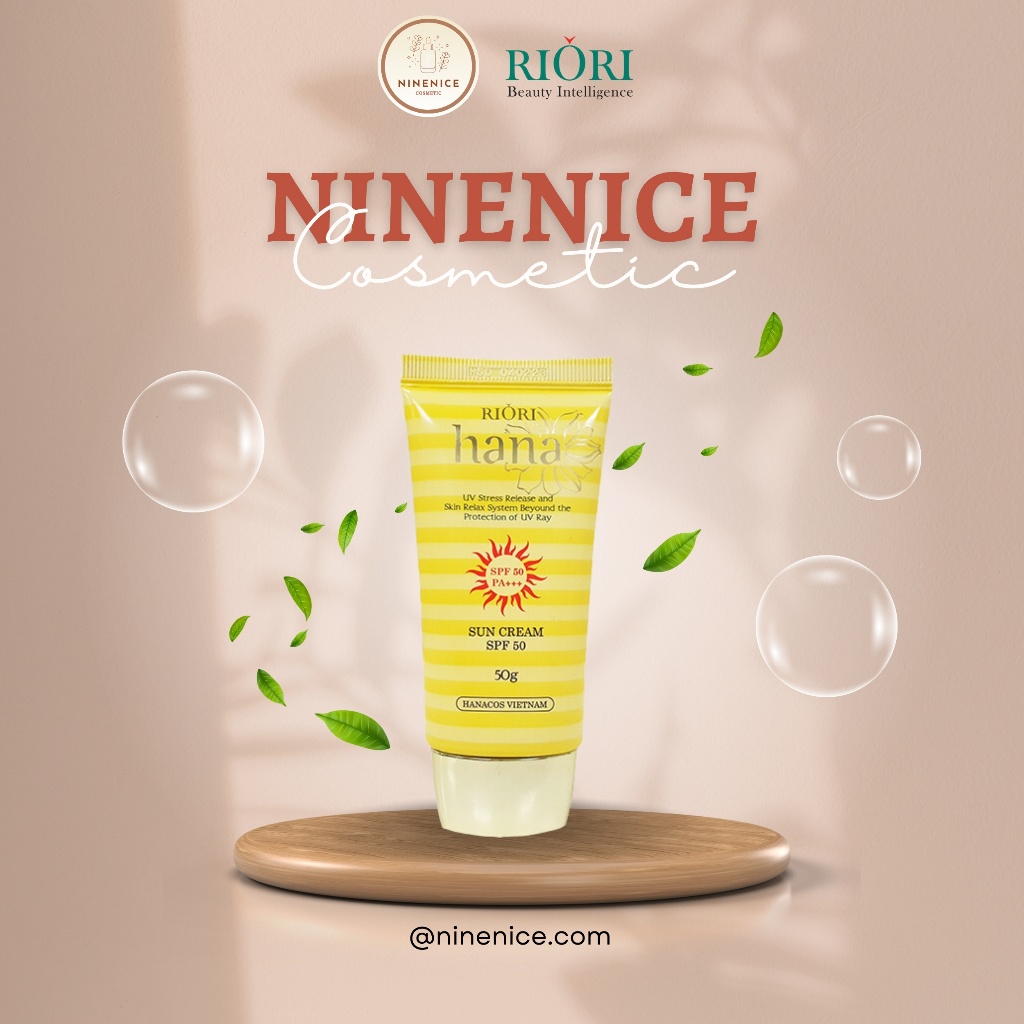 Kem Chống Nắng RIORI HANA SPF 50 PA+++ SUN CREAM KCN123 50g - Nâng Tone Trắng Da Tự Nhiên, Dưỡng Ẩm, Mềm Da