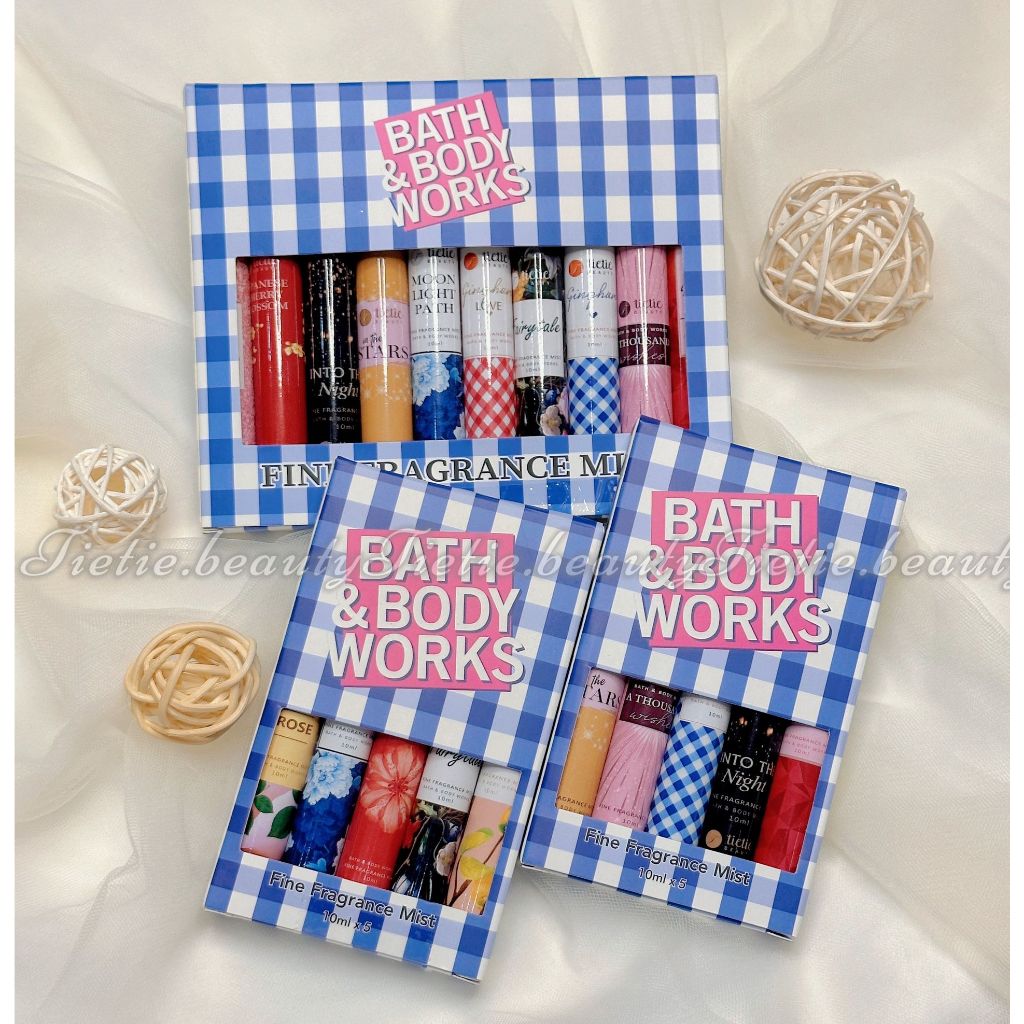 Set 10 chai Body mist Bath and Body Works mini 10ml, Xịt thơm toàn thân Bath and Body Works