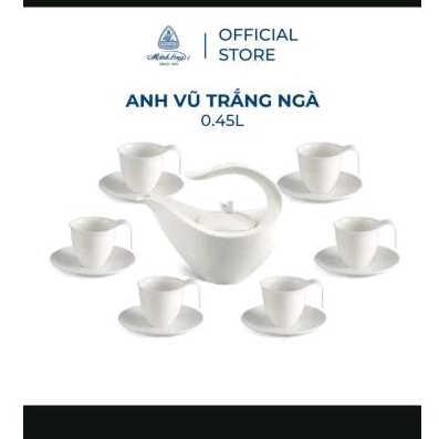 Bộ bình trà Minh Long Anh Vũ 0.45 lít - Trắng ngà
