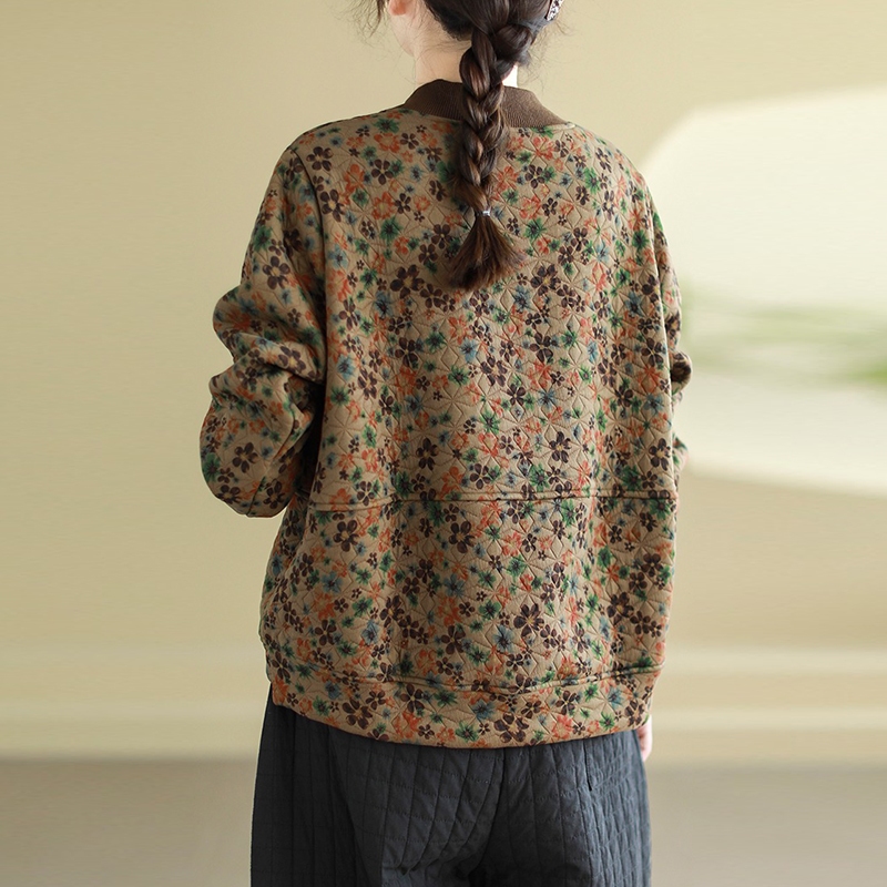 Áo T-shirt dài tay KAMAKA cổ tròn in hoa lá ngôi sao - NU9469