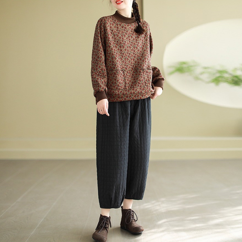 Áo T-shirt dài tay KAMAKA cổ tròn in hoa lá ngôi sao - NU9469