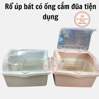 Giá úp bát đĩa có nắp đậy và ống cắm đũa tiện dụng nhựa Việt Nhật an toàn Chính hãng