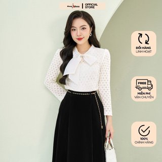Áo ren nessa cổ nơ phối tơ chất ren cao cấp - ba485
