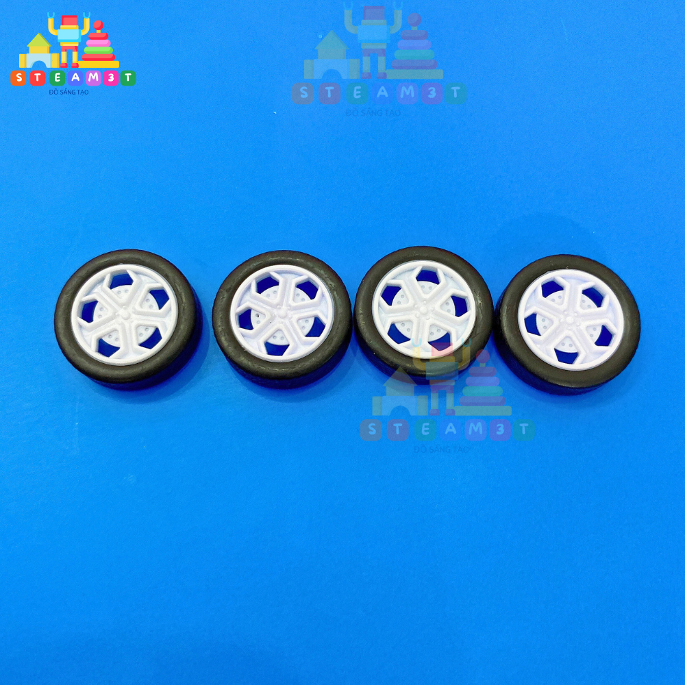 Bộ 4 Bánh Xe Mini 26mm Kèm 2 Trục 8cm, DIY Học STEAM - LK0537