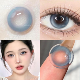 1 Cặp Lens kính áp tròng Sea Blue - lens xanh biển Douyin có vân sáng Filter giãn tròng 14.2mm độ cận 0 - 7 độ