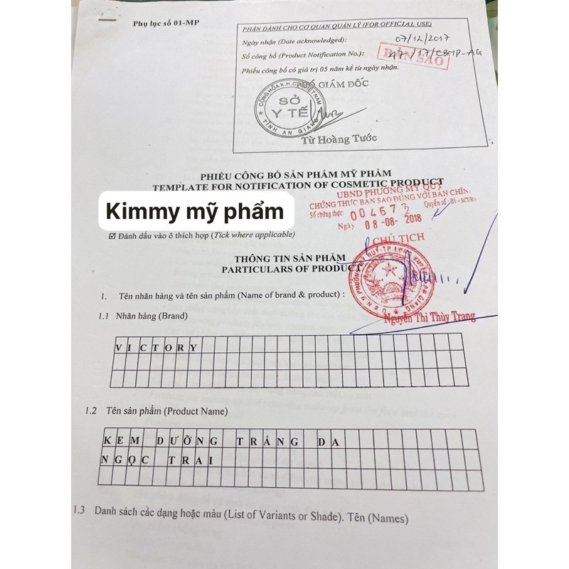 Kem dưỡng trắng da VICTORY hoa việt 15g