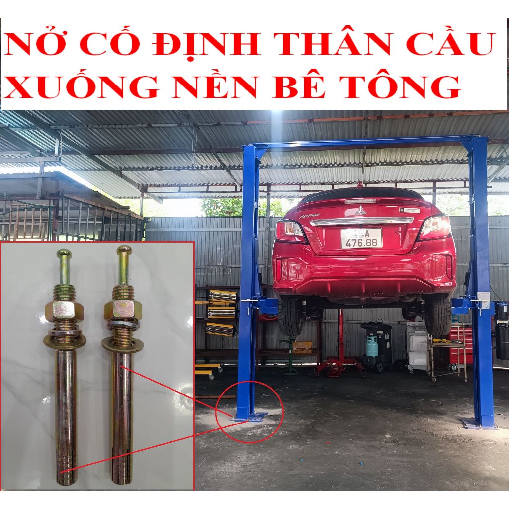 Tắc kê nở đinh M18 dài 160mm 200mm lắp đặt cầu nâng hai trụ ô tô, cầu nâng cắt kéo vv..