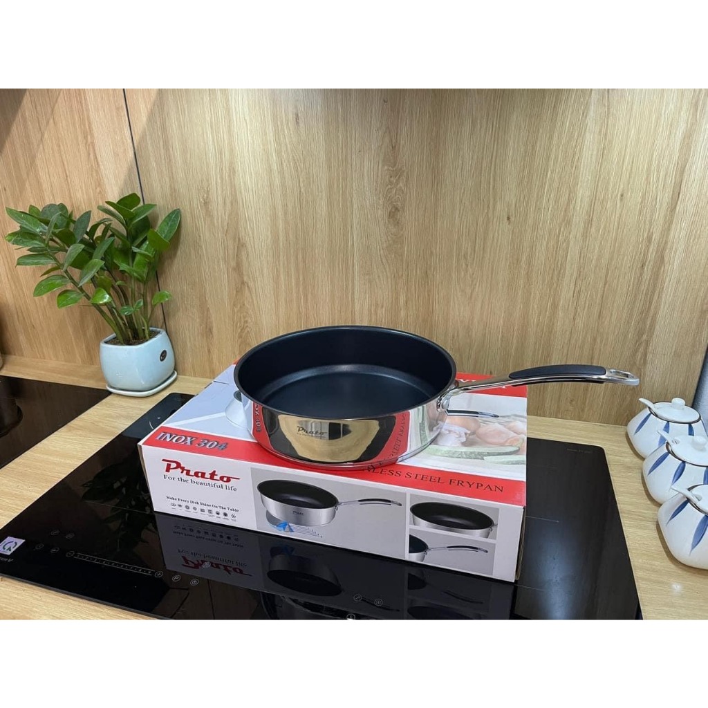 Chảo chống dính Chảo đáy từ PRATO Luxury Inox 304 đường kính 28cm