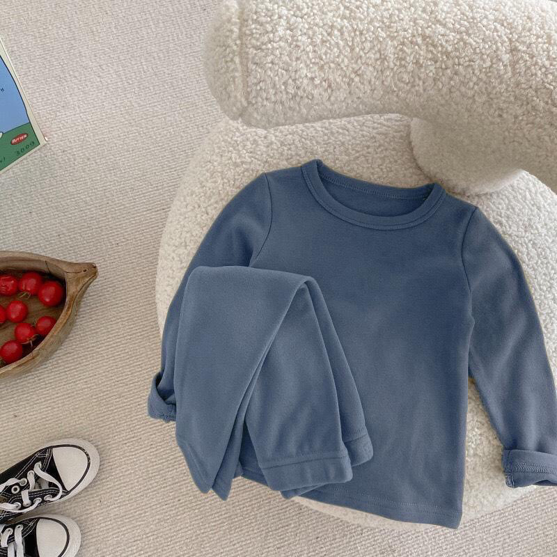 Bộ dài tay chất liệu gân tăm Hàn cho bé trai và bé gái