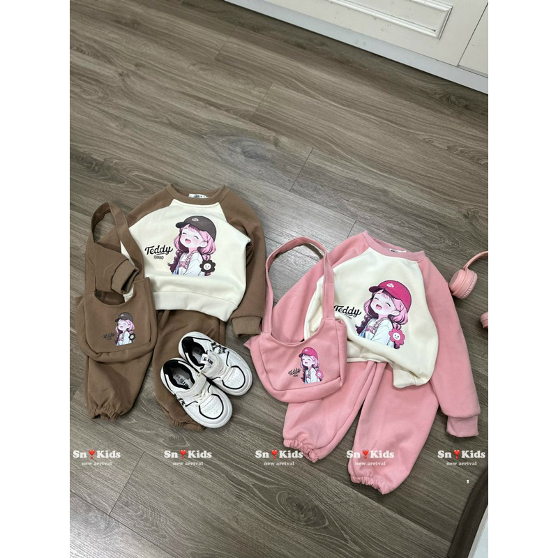 Bộ cô gái đeo túi 3 món bé gái