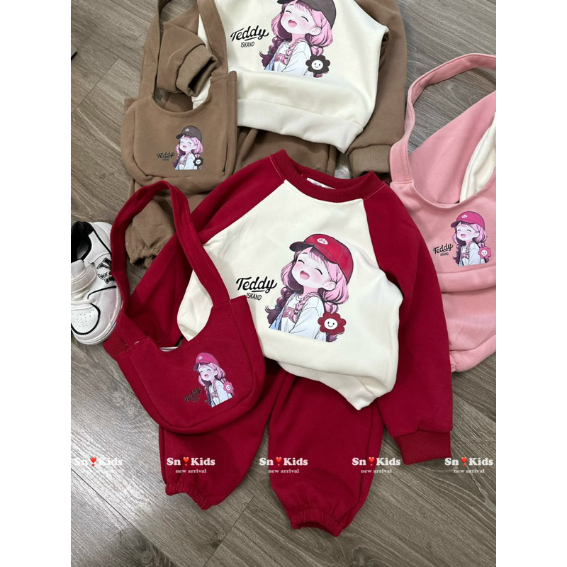 Bộ cô gái đeo túi 3 món bé gái