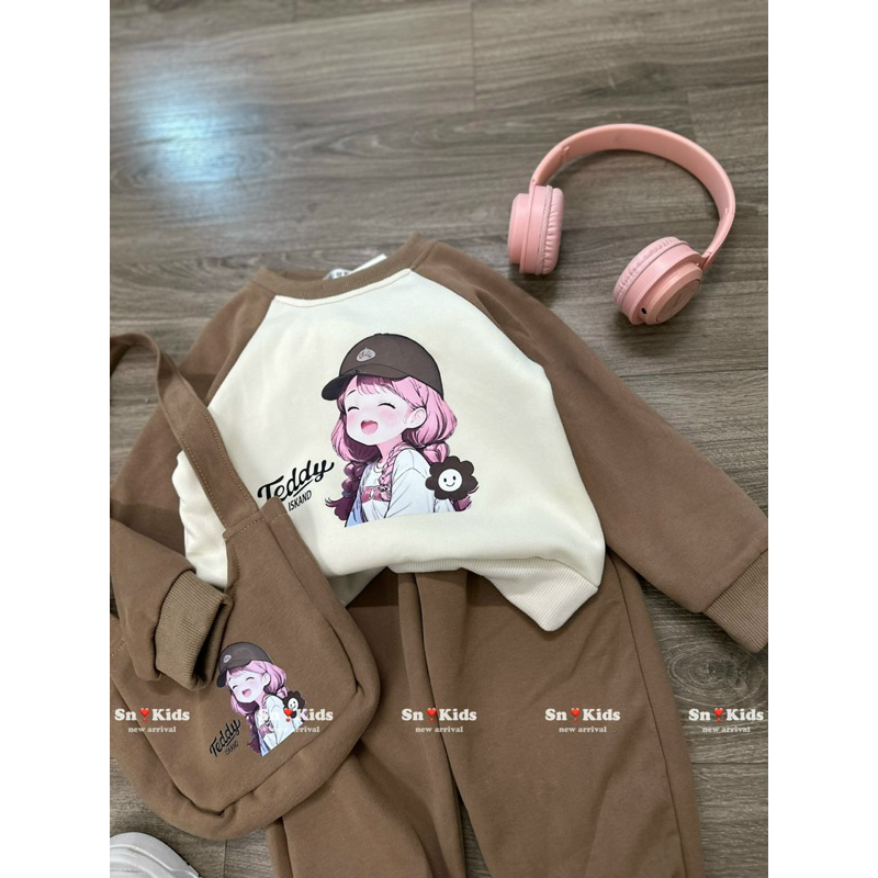 Bộ cô gái đeo túi 3 món bé gái