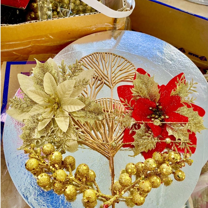 Sét hoa trang trí 💥 HOA LOẠI TO, MÂM 28CM 💥  Sét phụ kiện trang trí tháp bánh ,tháp bia ,nước ngọt t