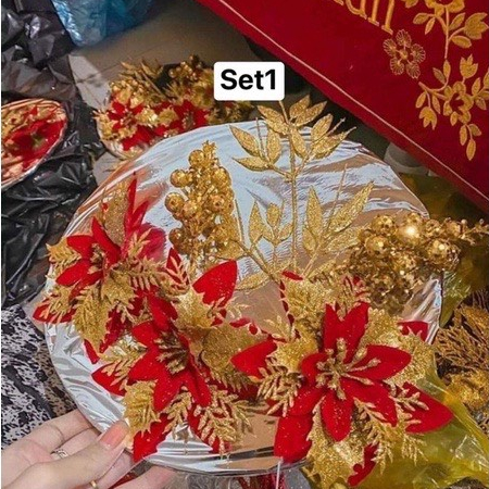 Sét hoa trang trí 💥 HOA LOẠI TO, MÂM 28CM 💥  Sét phụ kiện trang trí tháp bánh ,tháp bia ,nước ngọt t