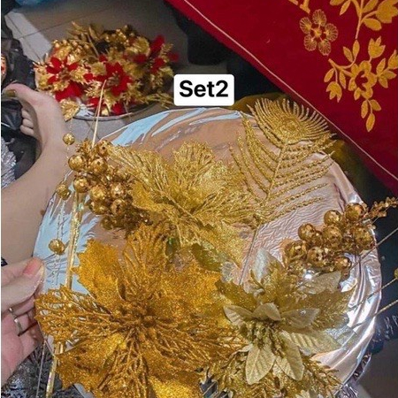 Sét hoa trang trí 💥 HOA LOẠI TO, MÂM 28CM 💥  Sét phụ kiện trang trí tháp bánh ,tháp bia ,nước ngọt t