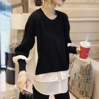 Áo len nữ thời trang - Áo len mỏng dài tay phối áo sơ mi dài - LyLy Shop