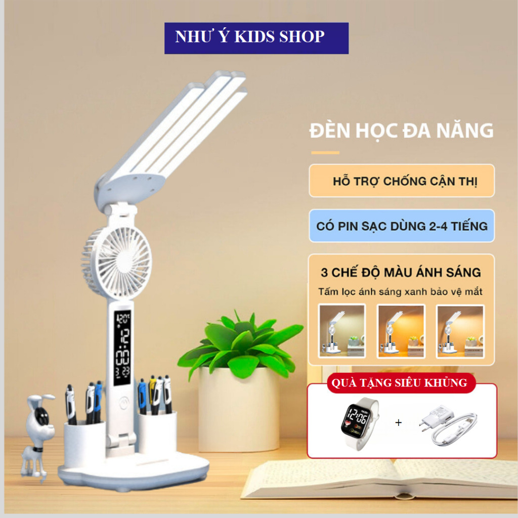Đèn học chống cận Rang Đông, tích hợp 3 mức độ ánh sáng, đầy đủ chức năng hiển thị, siêu tiết kiệm pin- NHƯ Ý KIDS SHOP
