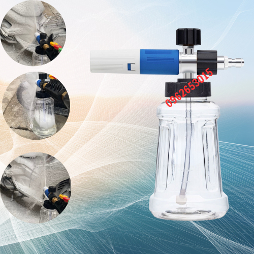 Bình xịt bọt tuyết INOX cao cấp 1L lắp máy rửa xe áp lực cao , máy rửa xe gia đình.