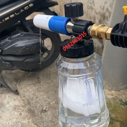 Bình xịt bọt tuyết INOX cao cấp 1L lắp máy rửa xe áp lực cao , máy rửa xe gia đình.