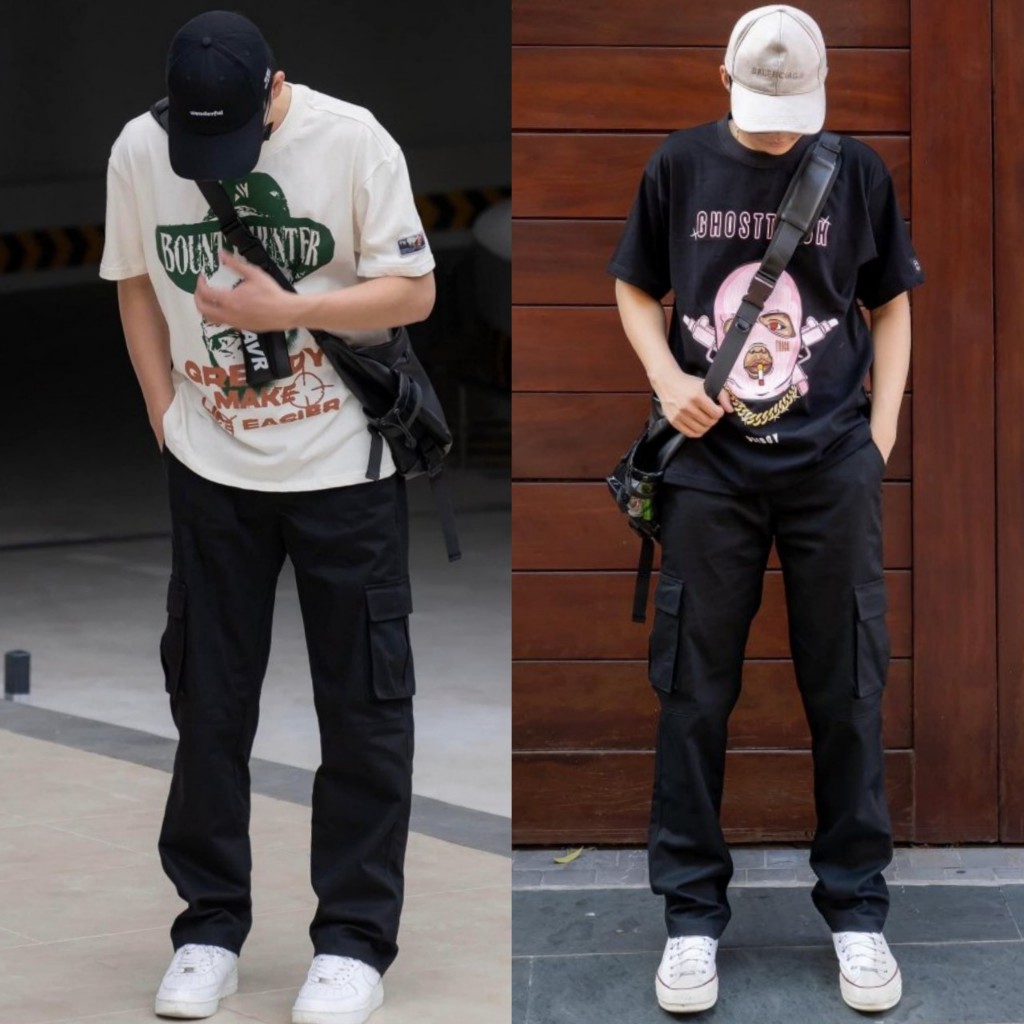 Quần jogger nam túi hộp vải kaki kiểu hàn quốc Quần ống rộng nam dáng dài thể thao dây rút gấu ống suông cạp chun