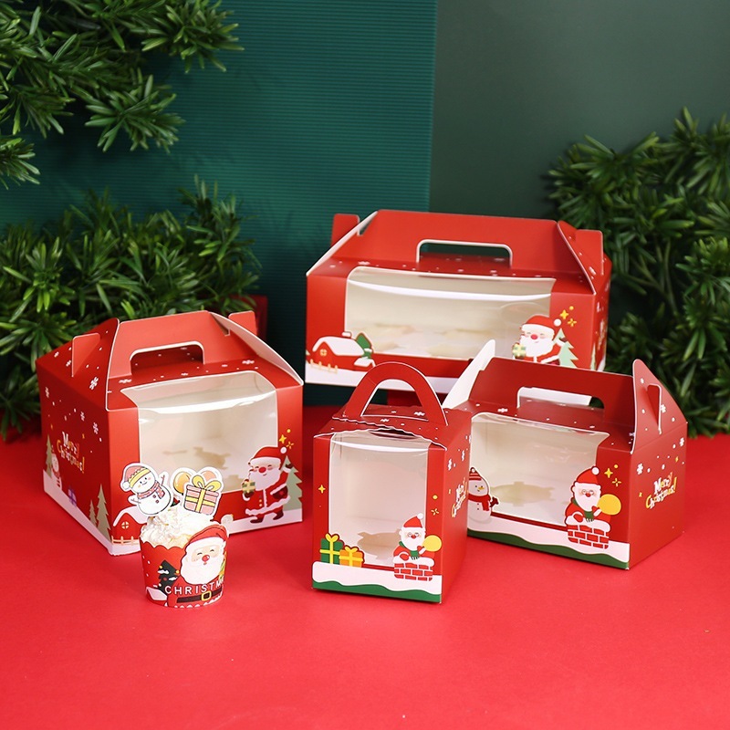 Hộp đựng bánh cupcake noel có quai xách 1b, 2b, 4b, 6b