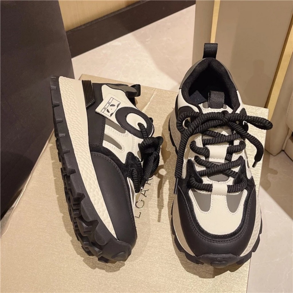 Giày Thể Thao Nữ, Giày Sneaker Chữ O Cá Tính 2 màu Đen, Nâu Đế Răng Cưa HOTTREND 2023 !