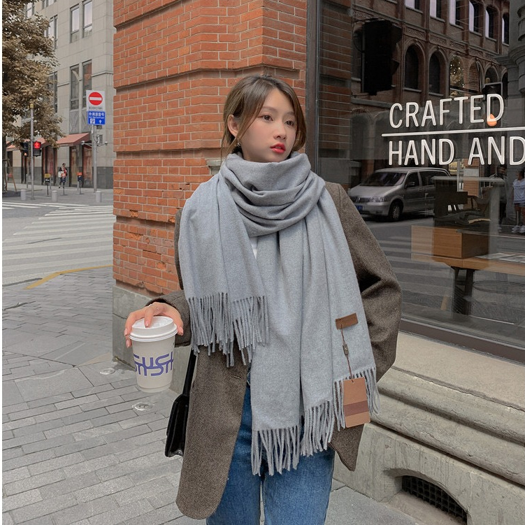 Khăn quàng cổ nữ nam unisex, khăn len dạ trơn Cashmere khổ to 200x66cm, khăn len choàng cổ nữ thời trang