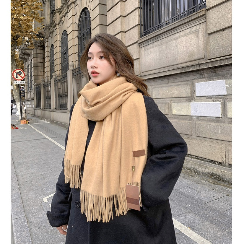 Khăn quàng cổ nữ nam unisex, khăn len dạ trơn Cashmere khổ to 200x66cm, khăn len choàng cổ nữ thời trang