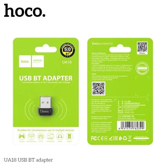USB Bluetooth Kết Nối Bluetooth Cho Laptop,PC Hoco UA18