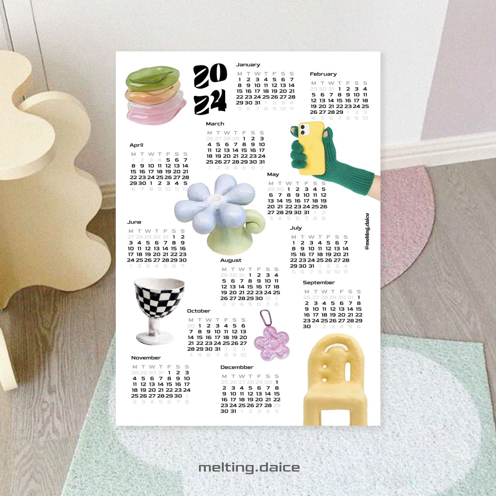 Daice || calendar 2024 - lịch trang trí / dán tường A4