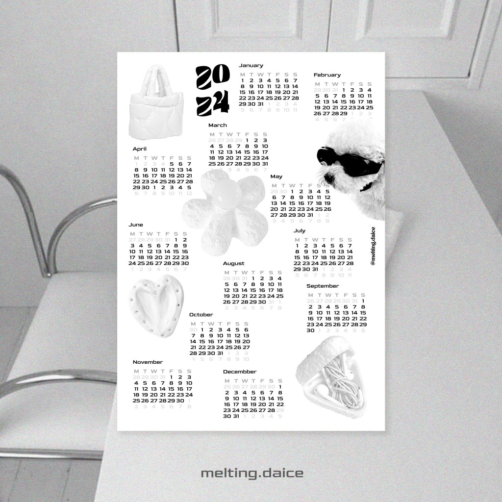 Daice || calendar 2024 - lịch trang trí / dán tường A4