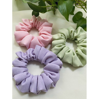 Scrunchies linen mẫu trơn tông màu pastel